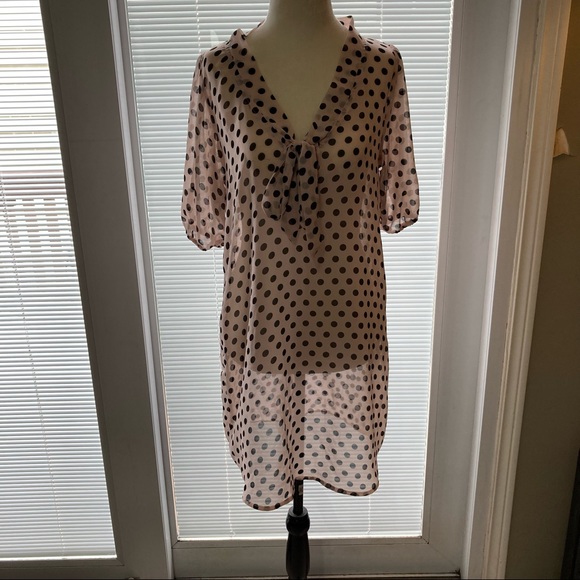 🌸5/$25🌸 03 Everly Size L Polka Dot Tunic Blouse - Picture 1 of 5